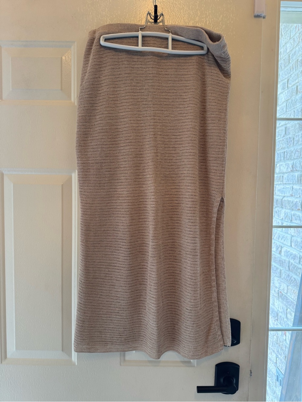 Z Supply Taupe Knit Midi Skirt with Side Slit